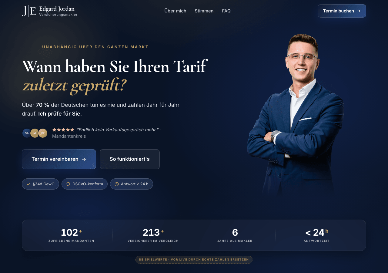 Website von Jordan und Partner