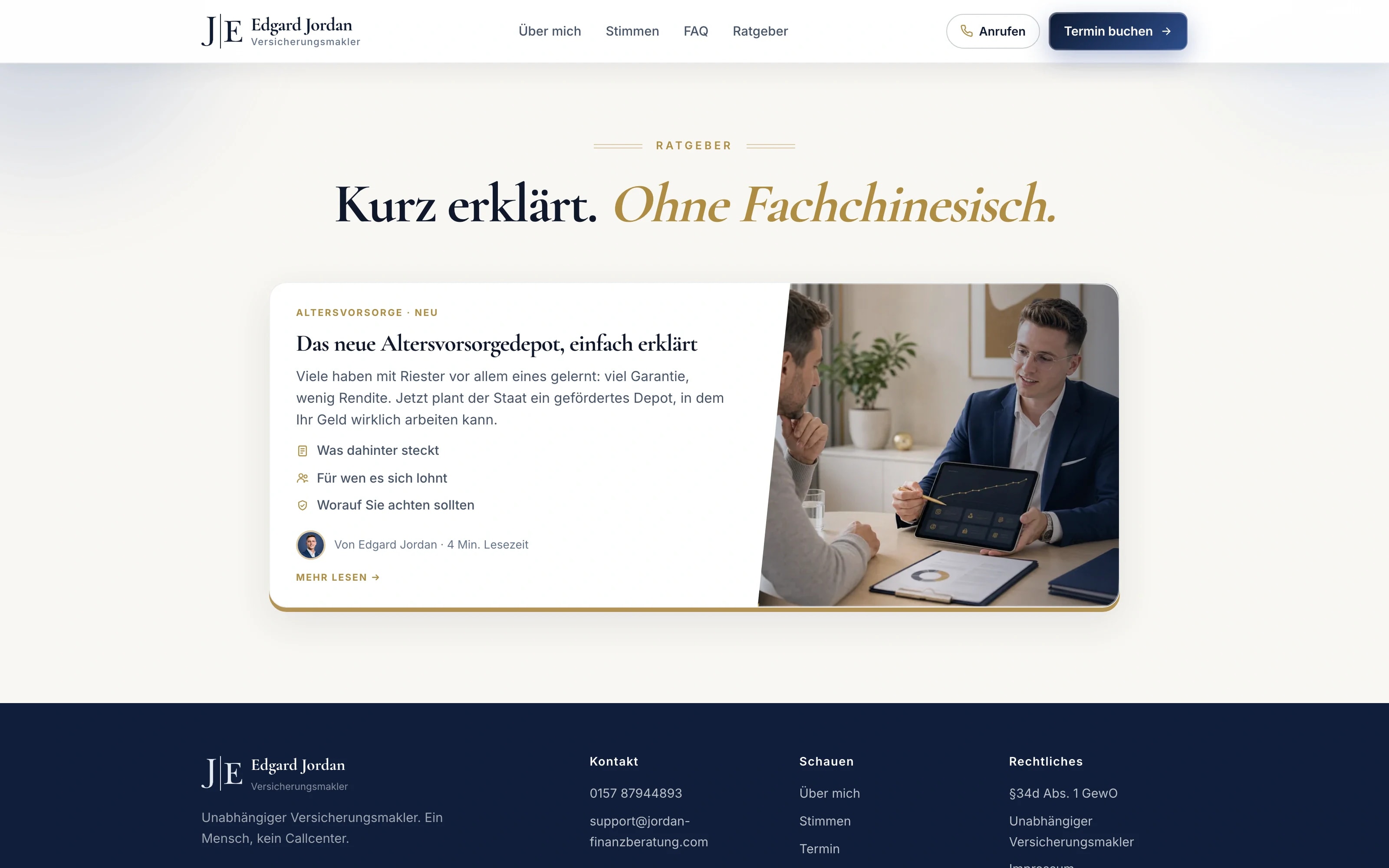 Ratgeber-Bereich bei Jordan und Partner