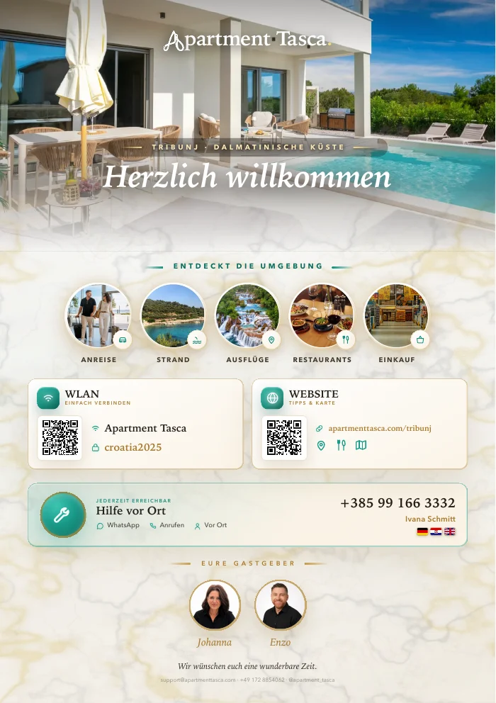 Gäste-Aufsteller · Apartment Tasca